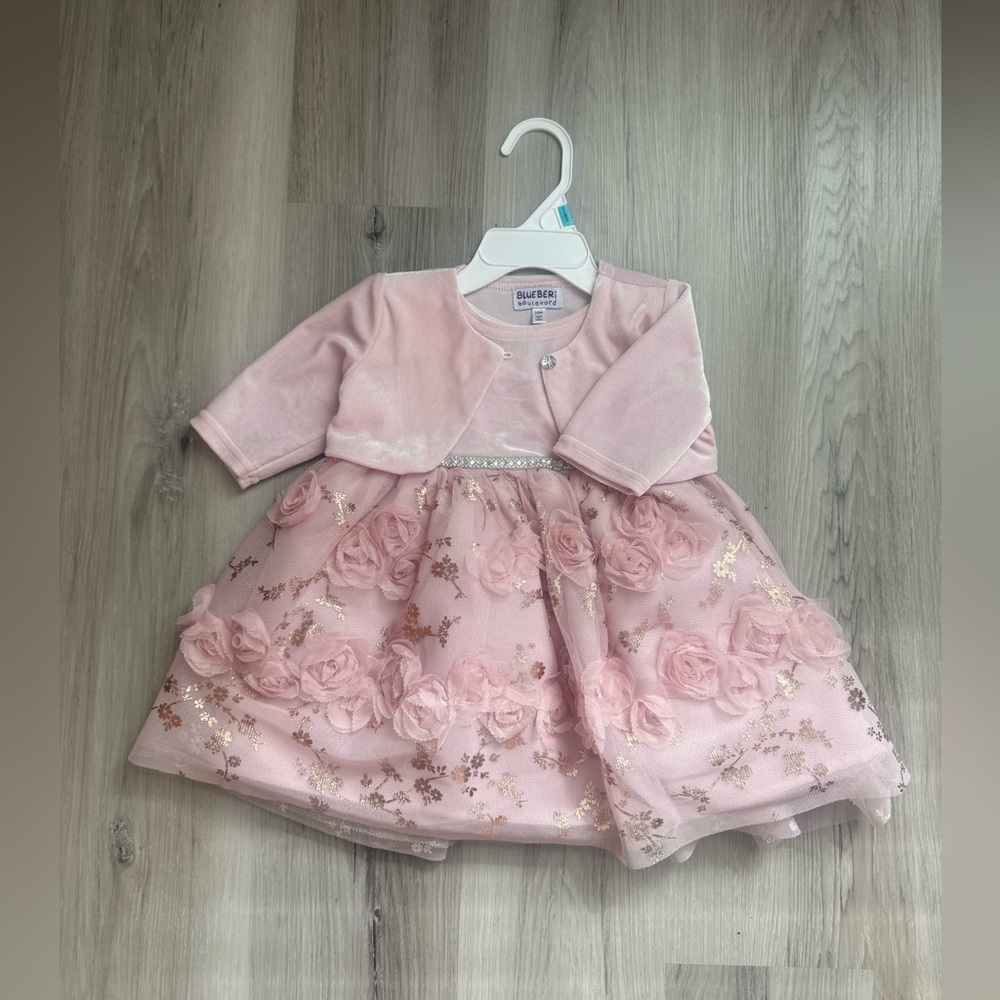 Baby Girl Pink Dress & Cardigan Set 6-9 Months | Party & Occasion